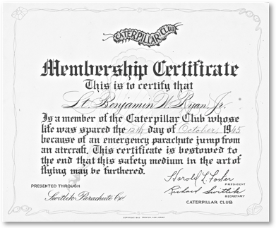 Caterpillar Club Certificate